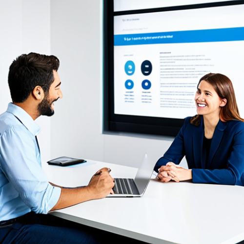A diverse group of three professional individuals in a modern, brightly lit office space, engaged in a collaborative discussion. One person stands next to a large digital screen displaying a colleague, while two others are seated at a table, all sharing positive expressions and open body language, conveying warmth and understanding. They are fully clothed in modest, appropriate business attire. The atmosphere is inviting and professional. Perfect anatomy, correct proportions, well-formed hands, proper finger count, natural pose, natural body proportions. Professional photography, high resolution, soft focus, bright ambient light, professional studio shot. Safe for work, appropriate content, fully clothed, professional, family-friendly.